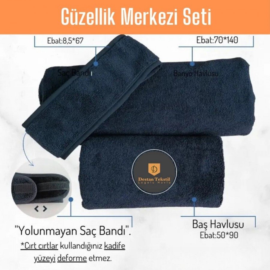 Güzellik Salonu Logo Nakışlı Havlu Seti